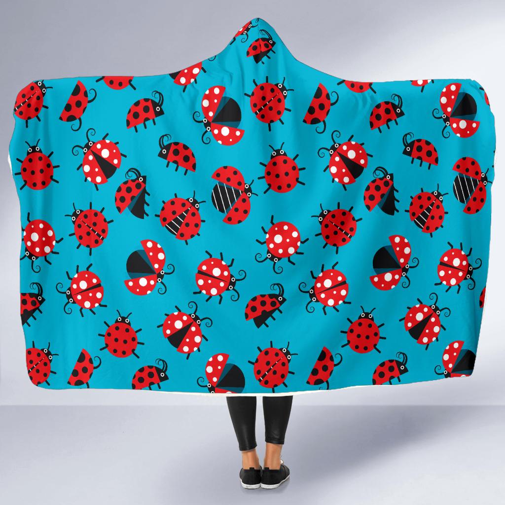 Ladybug Action Print Pattern Hooded Blanket-JTAMIGO.COM