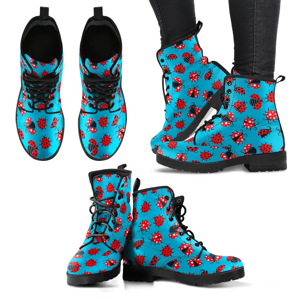 Ladybug Action Print Pattern Women Leather Boots-JTAMIGO.COM