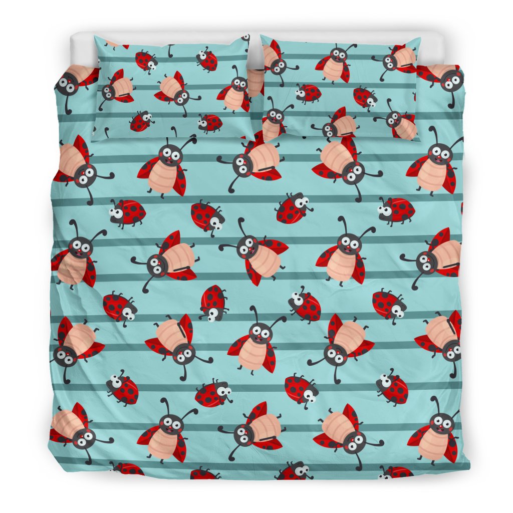 Ladybug Happy Print Pattern Duvet Cover Bedding Set