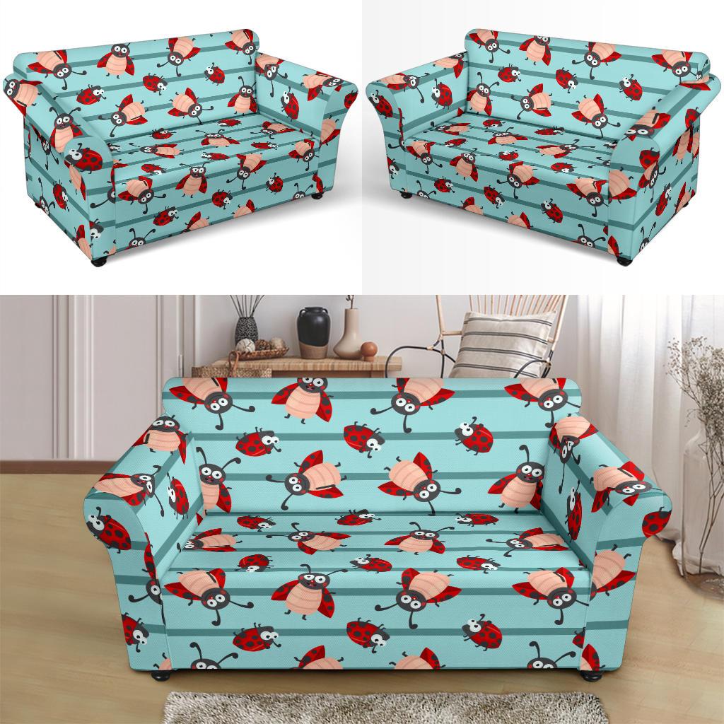 Ladybug Happy Print Pattern Loveseat Slipcover-JTAMIGO.COM