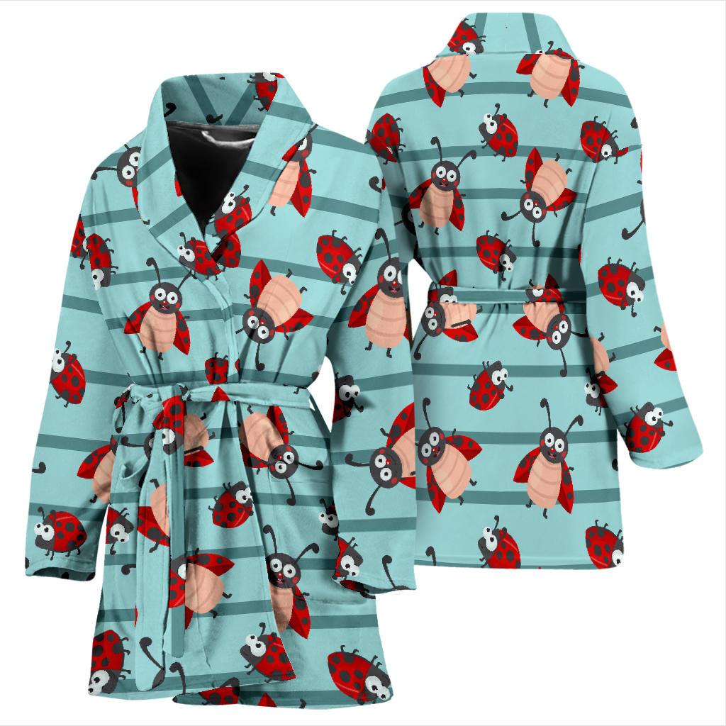 Ladybug Happy Print Pattern Women Bath Robe-JTAMIGO.COM