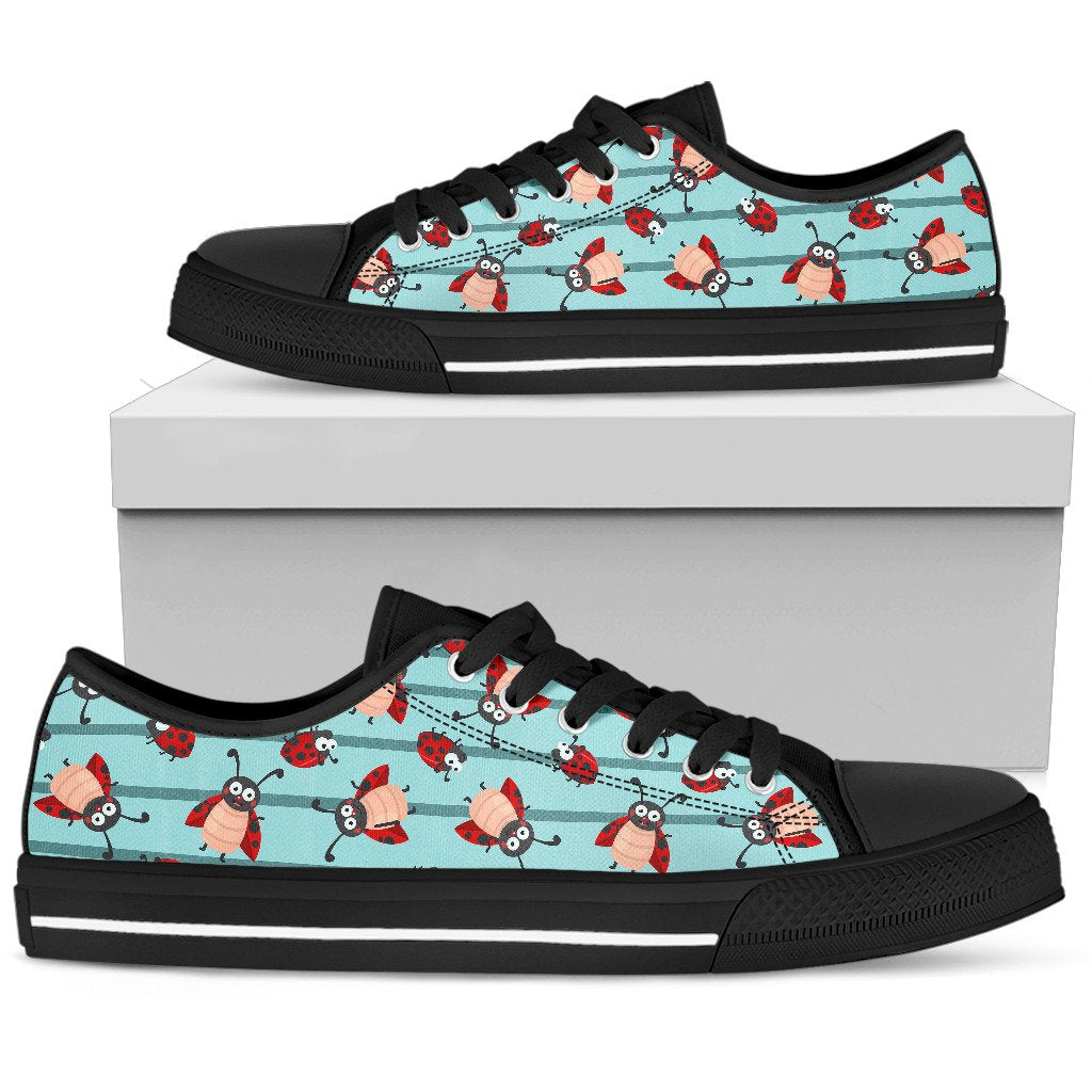 Ladybug Happy Print Pattern Women Low Top Shoes