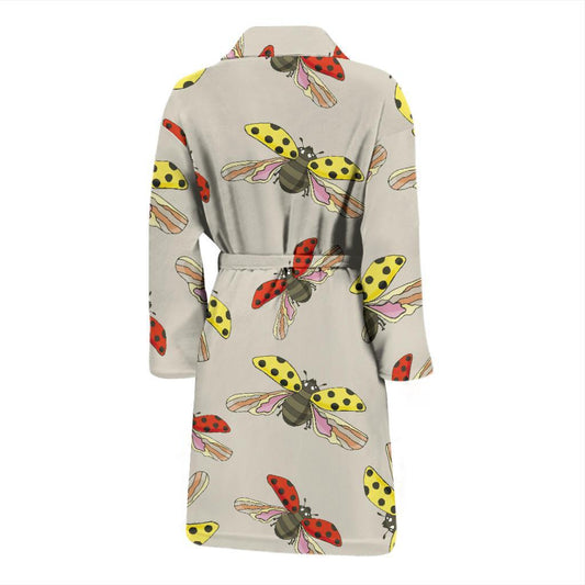Ladybug Pattern Print Design 04 Men Bathrobe-JORJUNE.COM