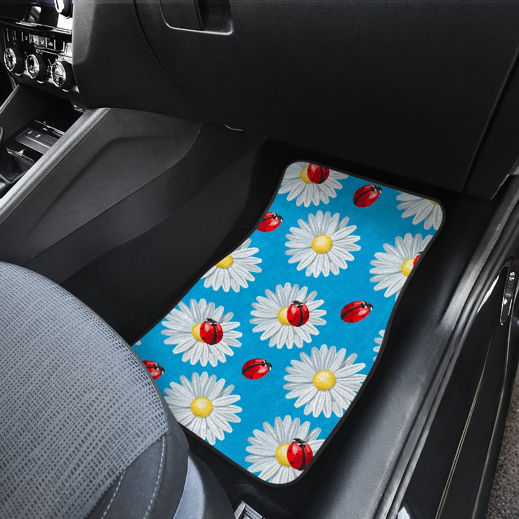 Ladybug with Daisy Themed Print Pattern Car Floor Mats