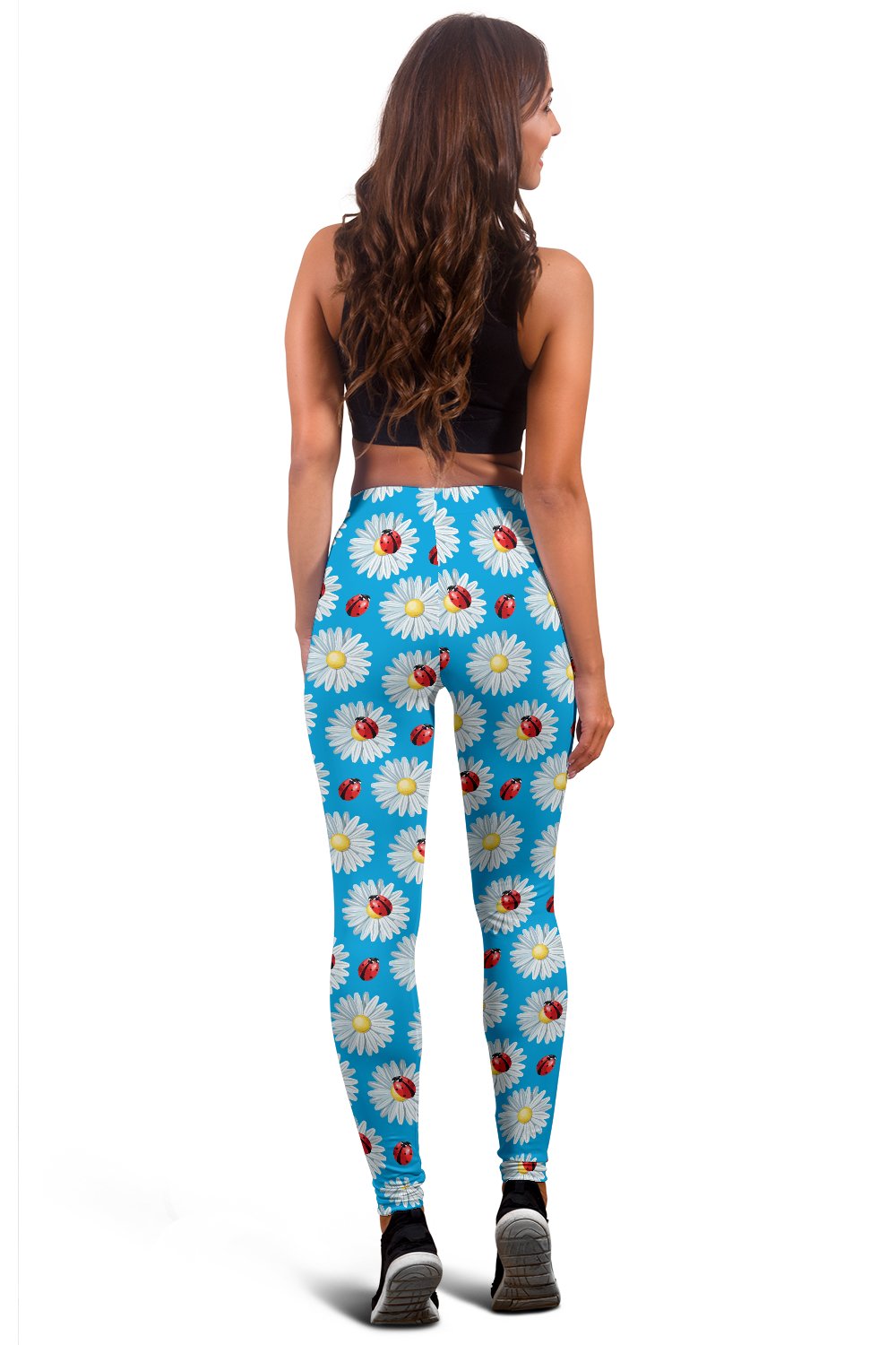 Ladybug with Daisy Themed Print Pattern Women Leggings