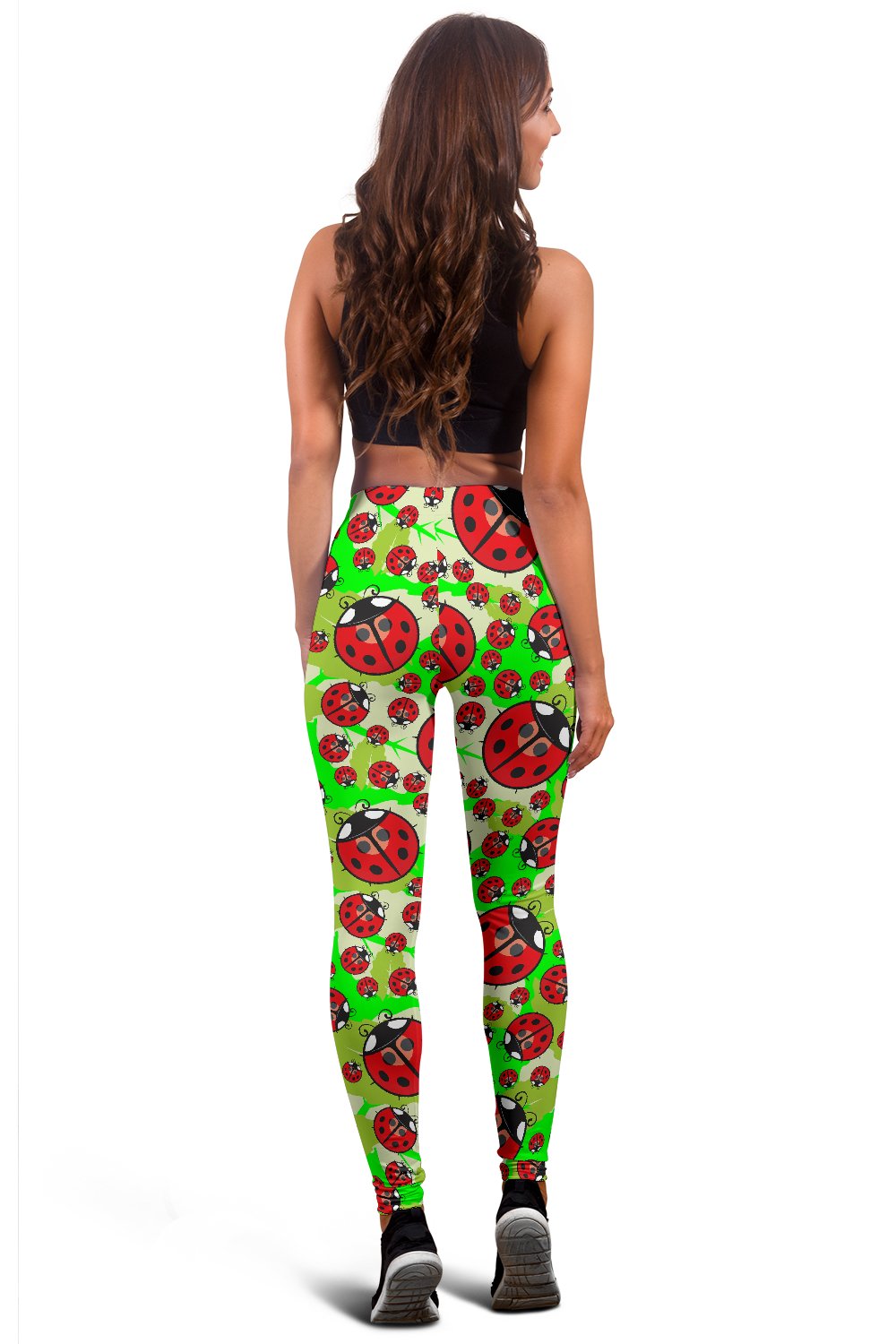 Ladybug with Leaf Print Pattern Women Leggings