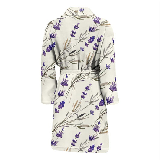 Lavender Pattern Print Design 01 Men Bathrobe-JORJUNE.COM