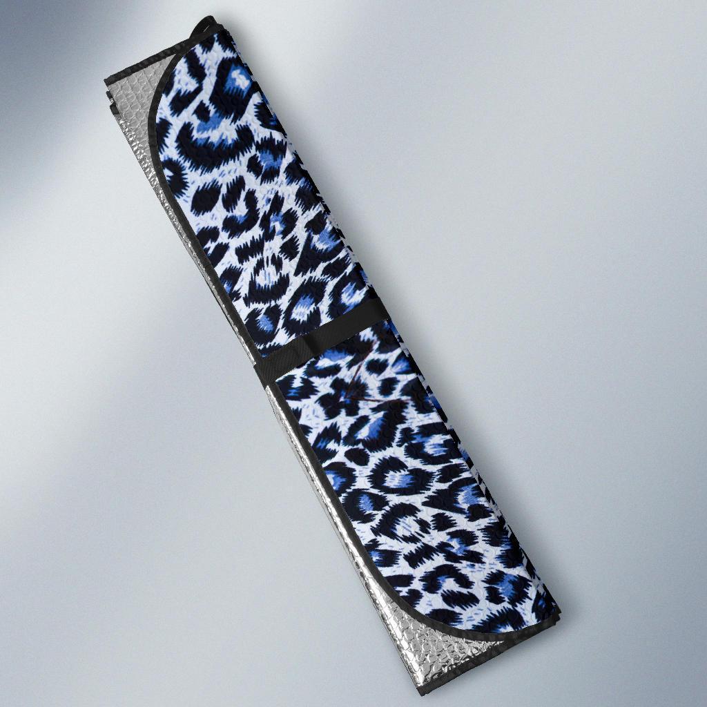 Leopard Blue Skin Print Car Sun Shade For Windshield