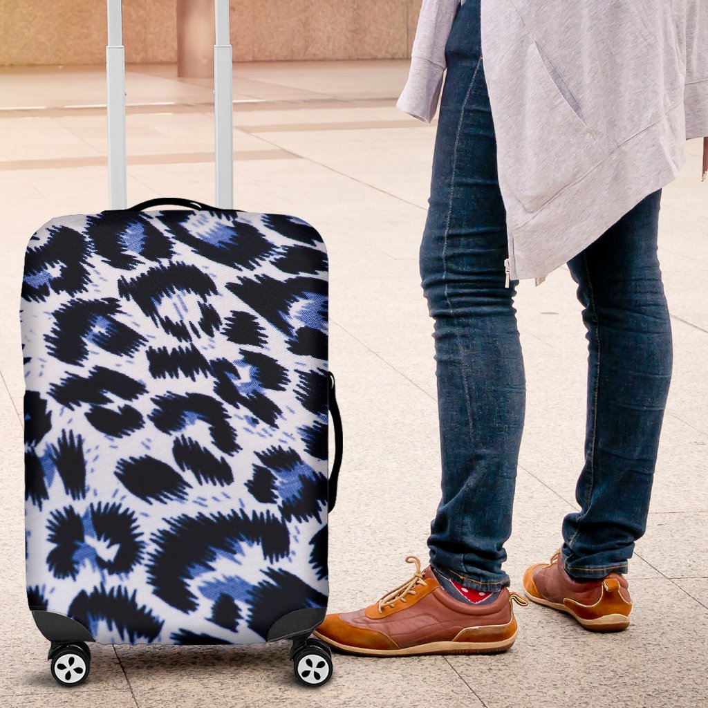 Leopard Blue Skin Print Luggage Cover Protector