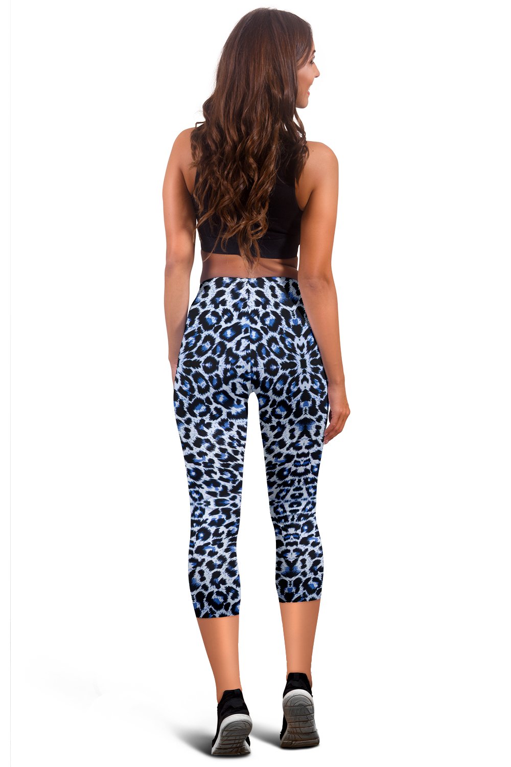 Leopard Blue Skin Print Women Capris