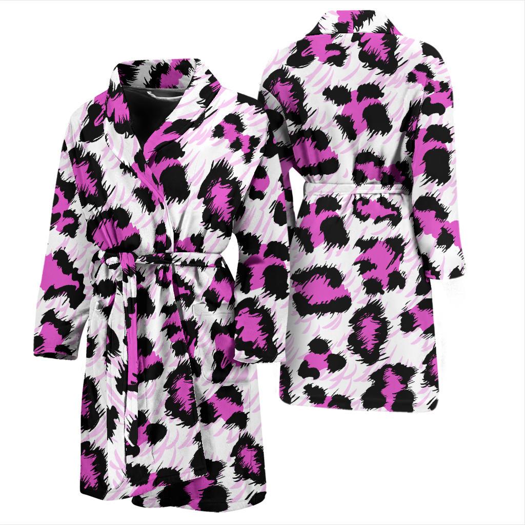 Leopard Pink Skin Print Men Bath Robe-JTAMIGO.COM