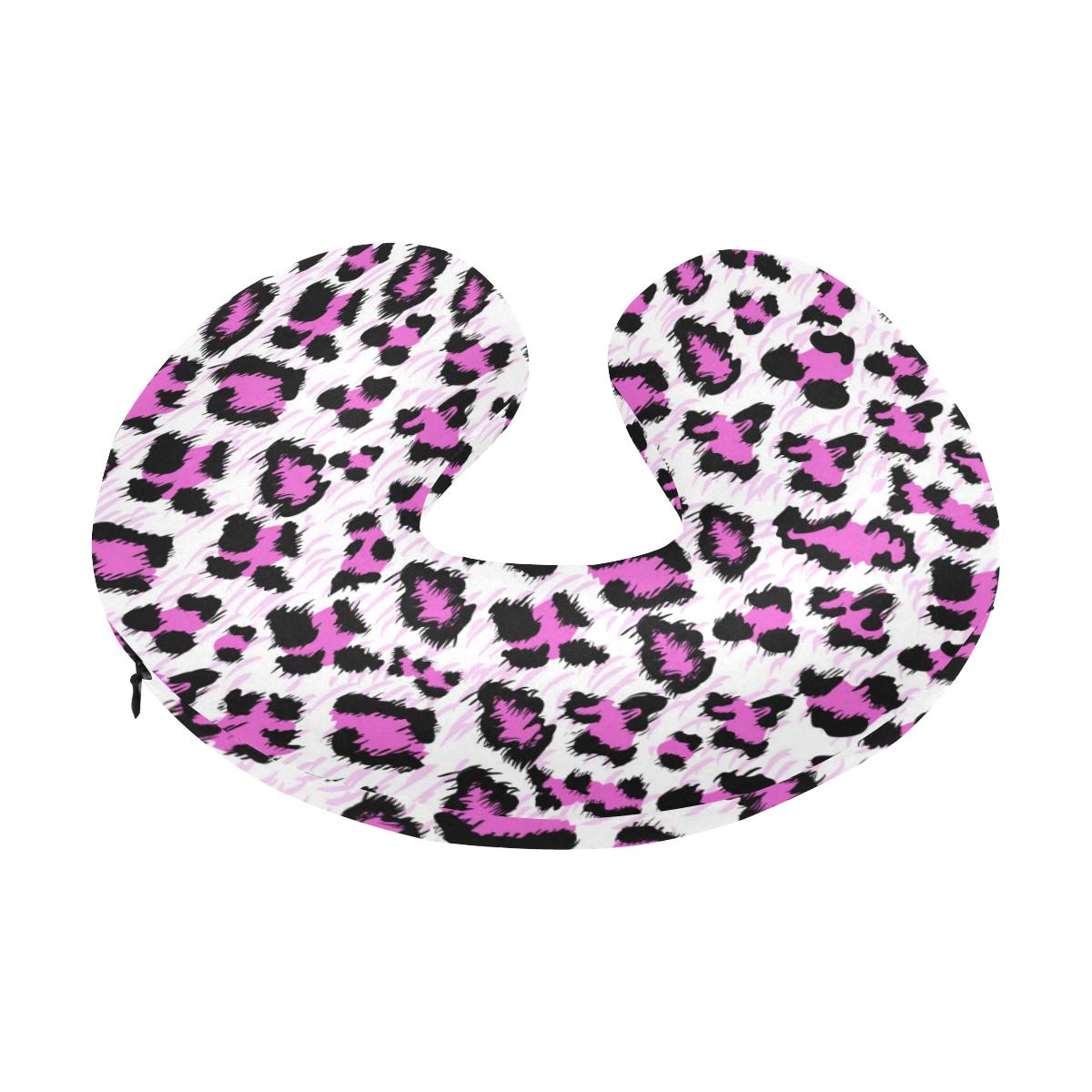 Leopard Pink Skin Print U-Shaped Travel Neck Pillow-JTAMIGO.COM