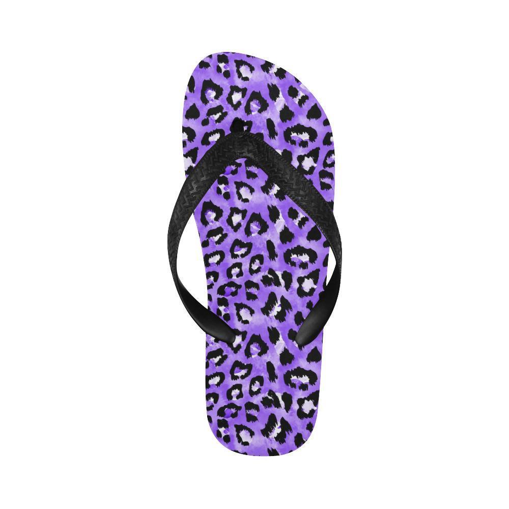 Leopard Purple Skin Print Flip Flops-JTAMIGO.COM