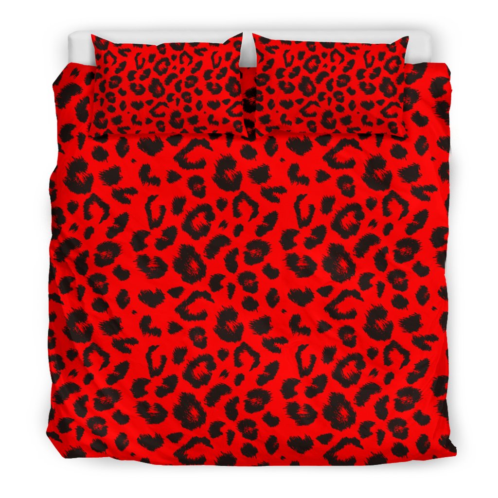 Leopard Red Skin Print Duvet Cover Bedding Set
