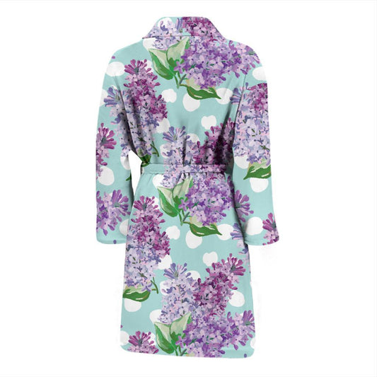 Lilac Pattern Print Design 02 Men Bathrobe-JORJUNE.COM