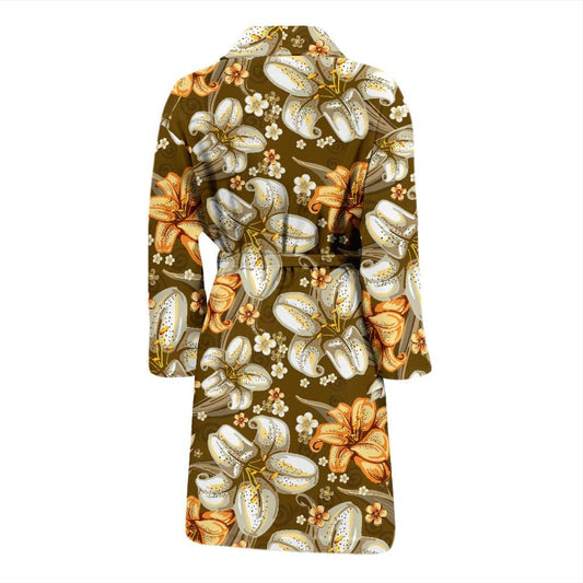 Lily Pattern Print Design 01 Men Bathrobe-JORJUNE.COM