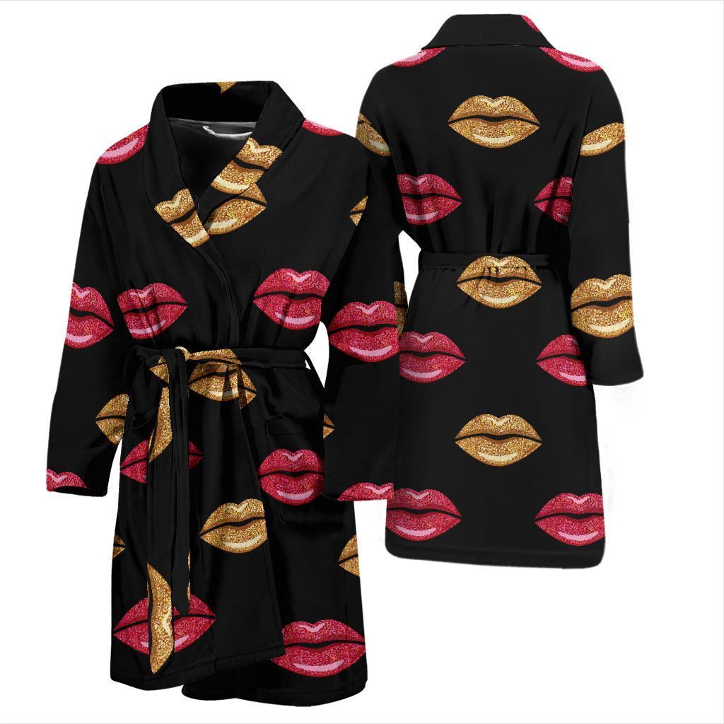 Lip Pattern Print Design 03 Men Bathrobe-JORJUNE.COM