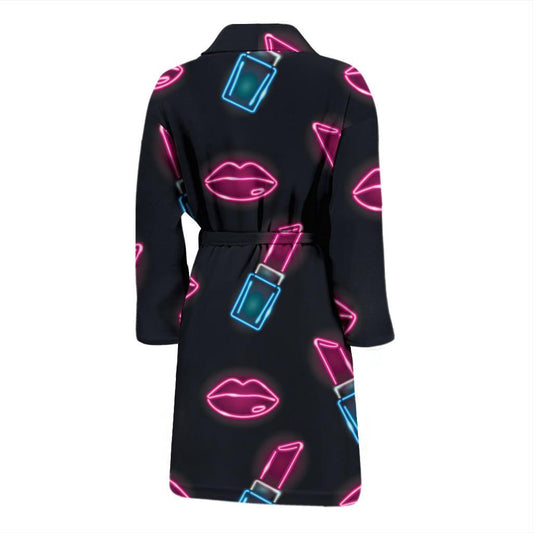 Lipstick Color Neon Pattern Print Design 03 Men Bathrobe-JORJUNE.COM