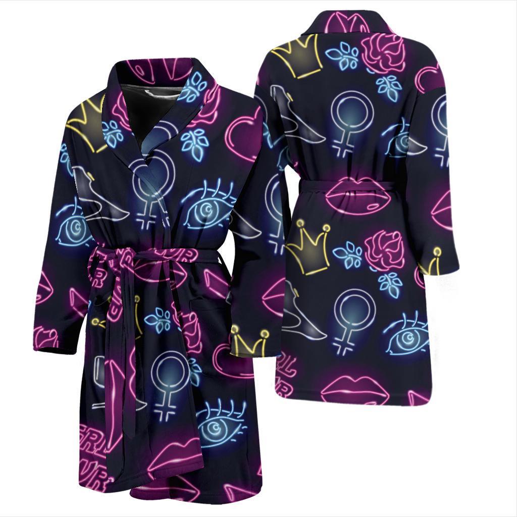Lipstick Neon Pattern Print Design 02 Men Bathrobe-JORJUNE.COM