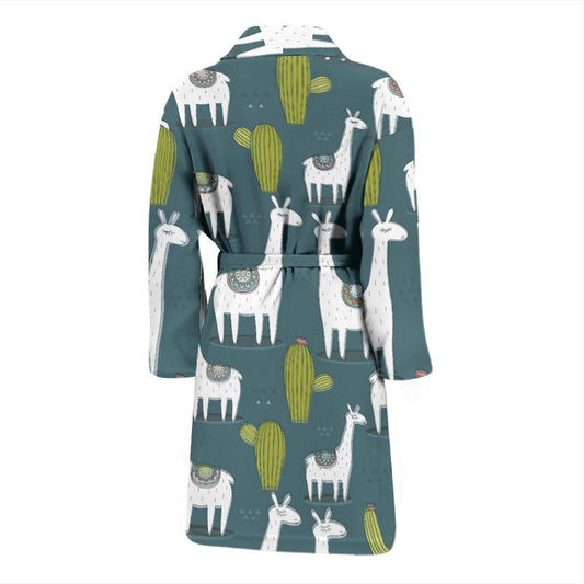 Llama Cactus Pattern Print Design 03 Men Bathrobe-JORJUNE.COM