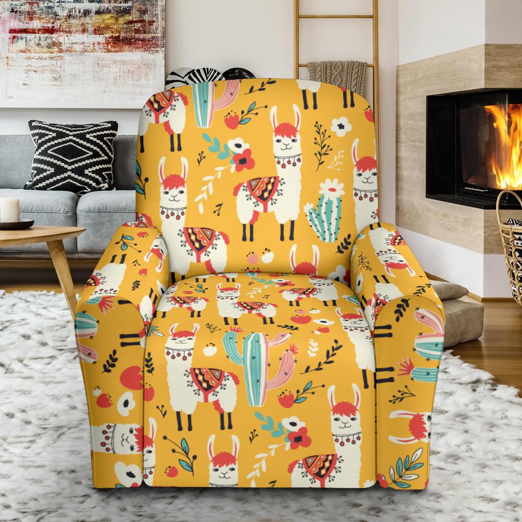 Llama Cute Themed Print Single Sofa Slipcover -JTAMIGO.COM