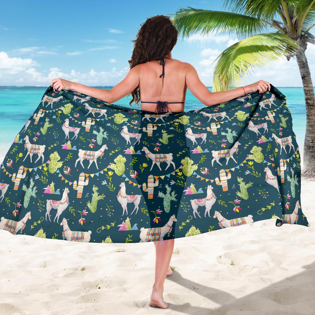 Llama with Cactus Design Print Sarong Pareo Wrap