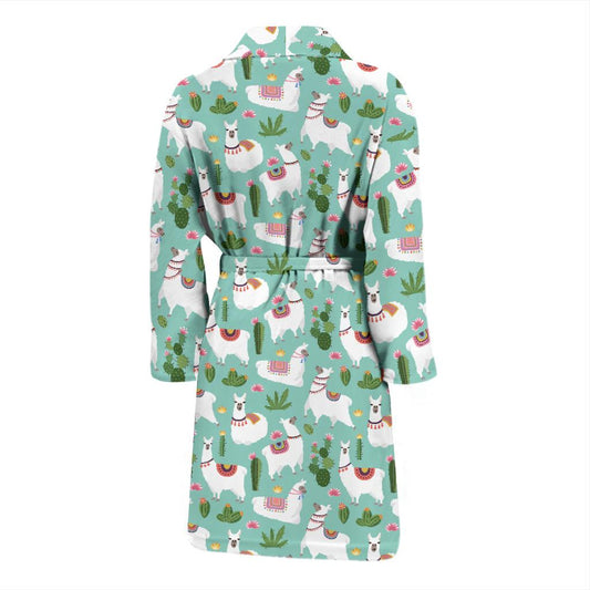 Llama with Cactus Themed Print Men Bath Robe-JTAMIGO.COM