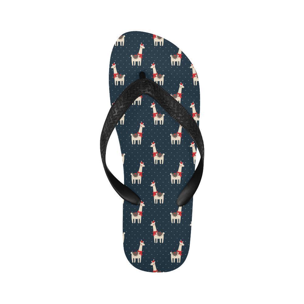 Llama with Polka Dot Themed Print Flip Flops-JTAMIGO.COM