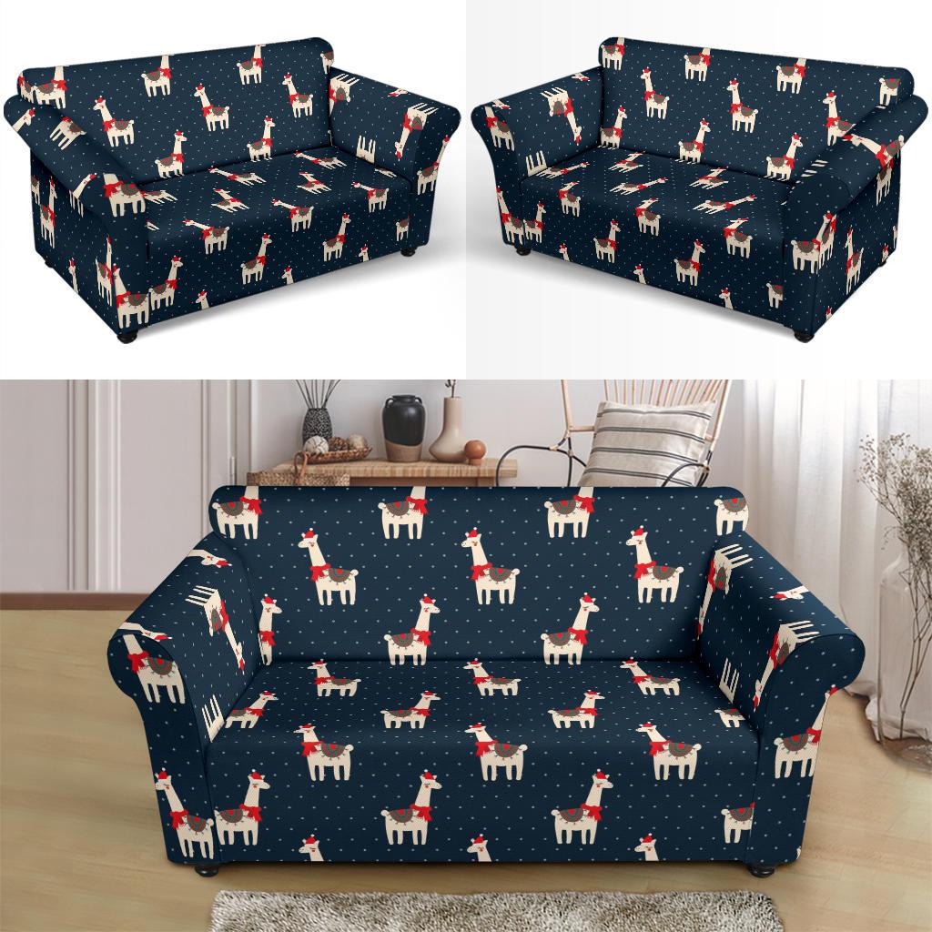 Llama with Polka Dot Themed Print Loveseat Slipcover-JTAMIGO.COM
