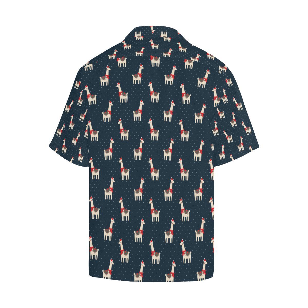 Llama with Polka Dot Themed Print Men Aloha Hawaiian Shirt