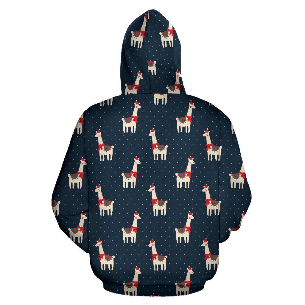 Llama with Polka Dot Themed Print Pullover Hoodie
