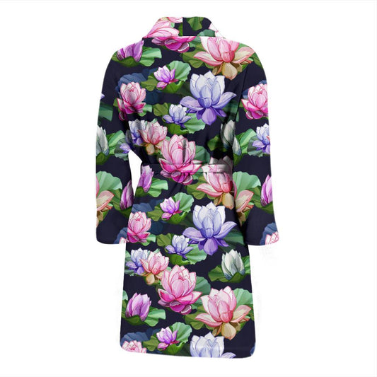 Lotus Flower Print Design Men Bath Robe-JTAMIGO.COM