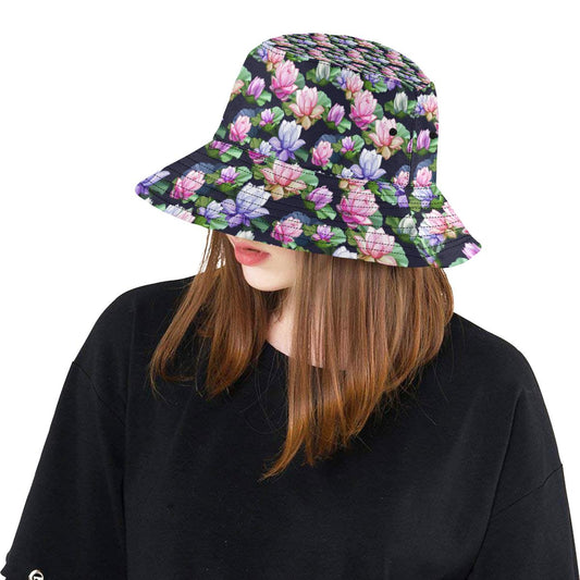 Lotus Flower Print Design Unisex Bucket Hat