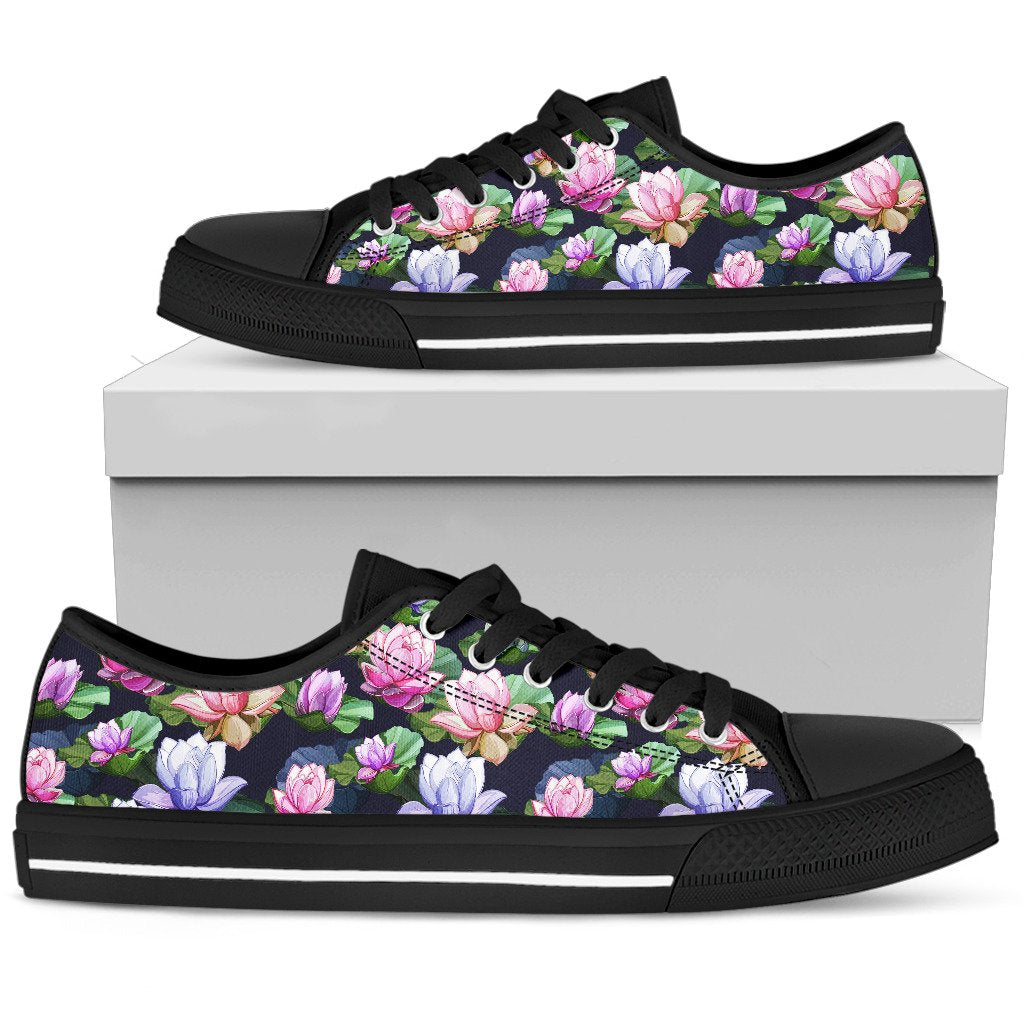 Lotus Flower Print Design Women Low Top Shoes