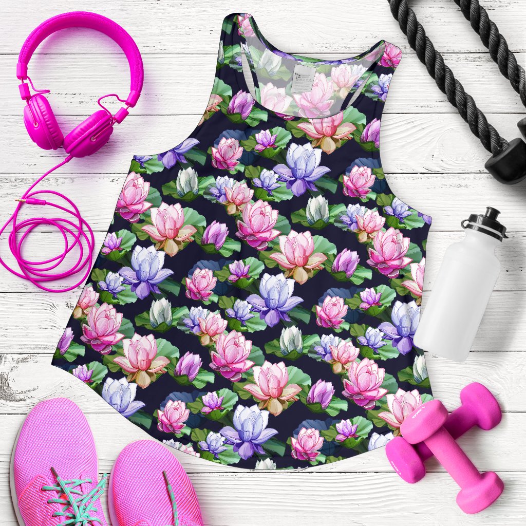 Lotus Flower Print Design Women Racerback Tank Top