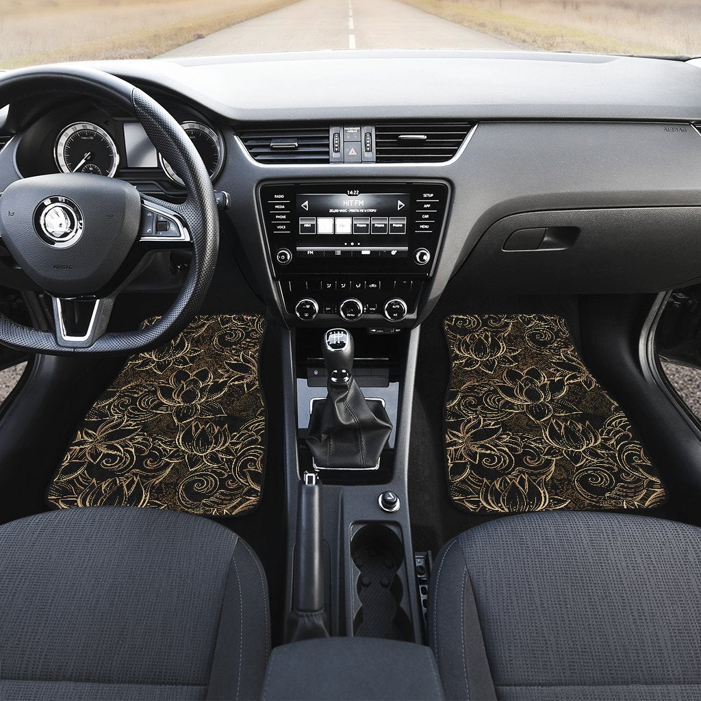 Lotus Gold Mandala Design Themed Car Floor Mats