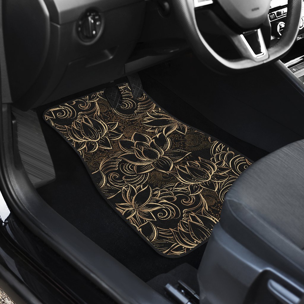 Lotus Gold Mandala Design Themed Car Floor Mats