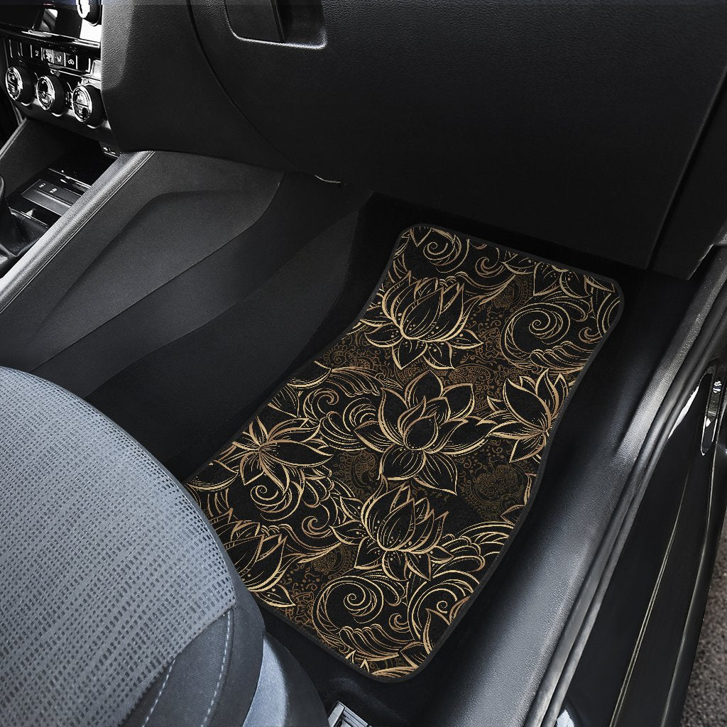 Lotus Gold Mandala Design Themed Car Floor Mats