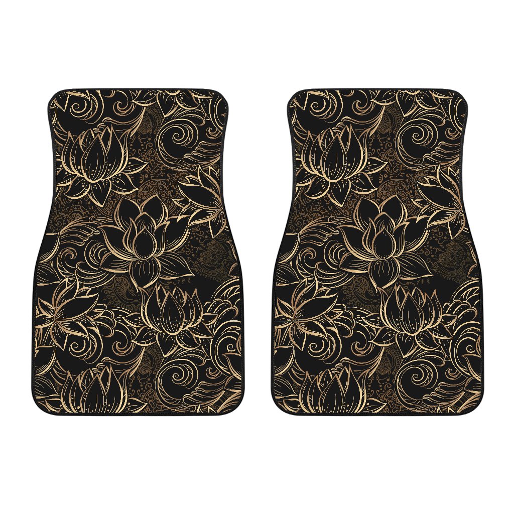 Lotus Gold Mandala Design Themed Car Floor Mats