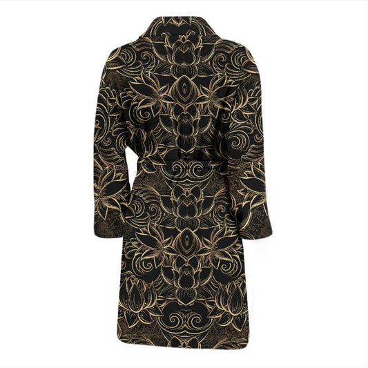 Lotus Gold Mandala Design Themed Men Bath Robe-JTAMIGO.COM