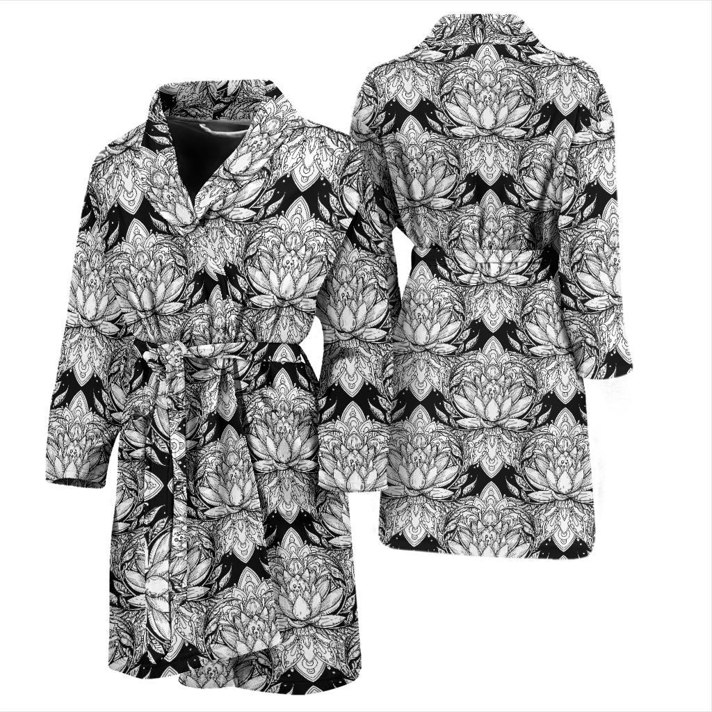 Lotus Mandala Print Pattern Men Bath Robe-JTAMIGO.COM