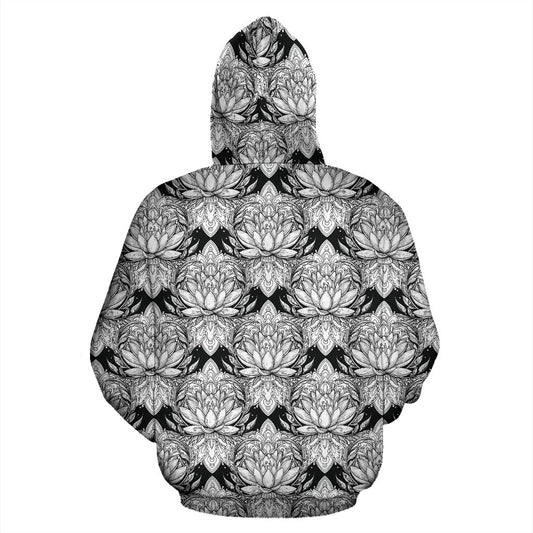 Lotus Mandala Print Pattern Pullover Hoodie