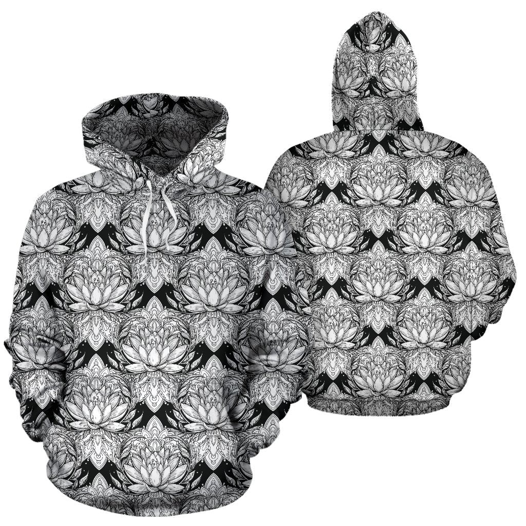 Lotus Mandala Print Pattern Pullover Hoodie