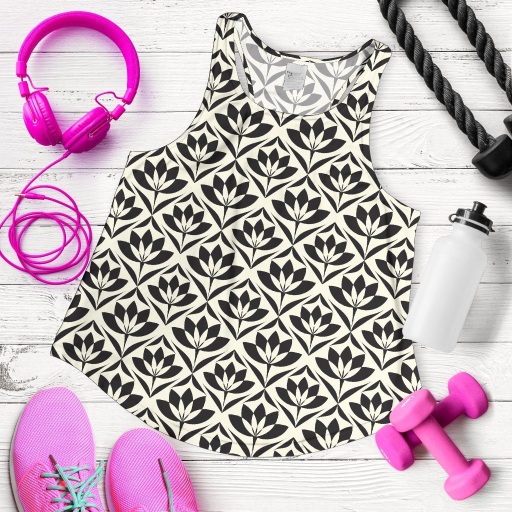Lotus Pattern Print Women Racerback Tank Top