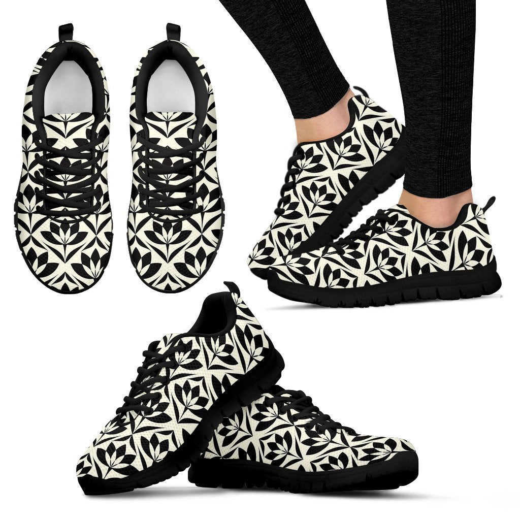 Lotus Pattern Print Women Sneakers Shoes