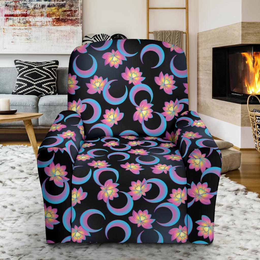 Lotus with Moon Pink Print Themed Single Sofa Slipcover -JTAMIGO.COM