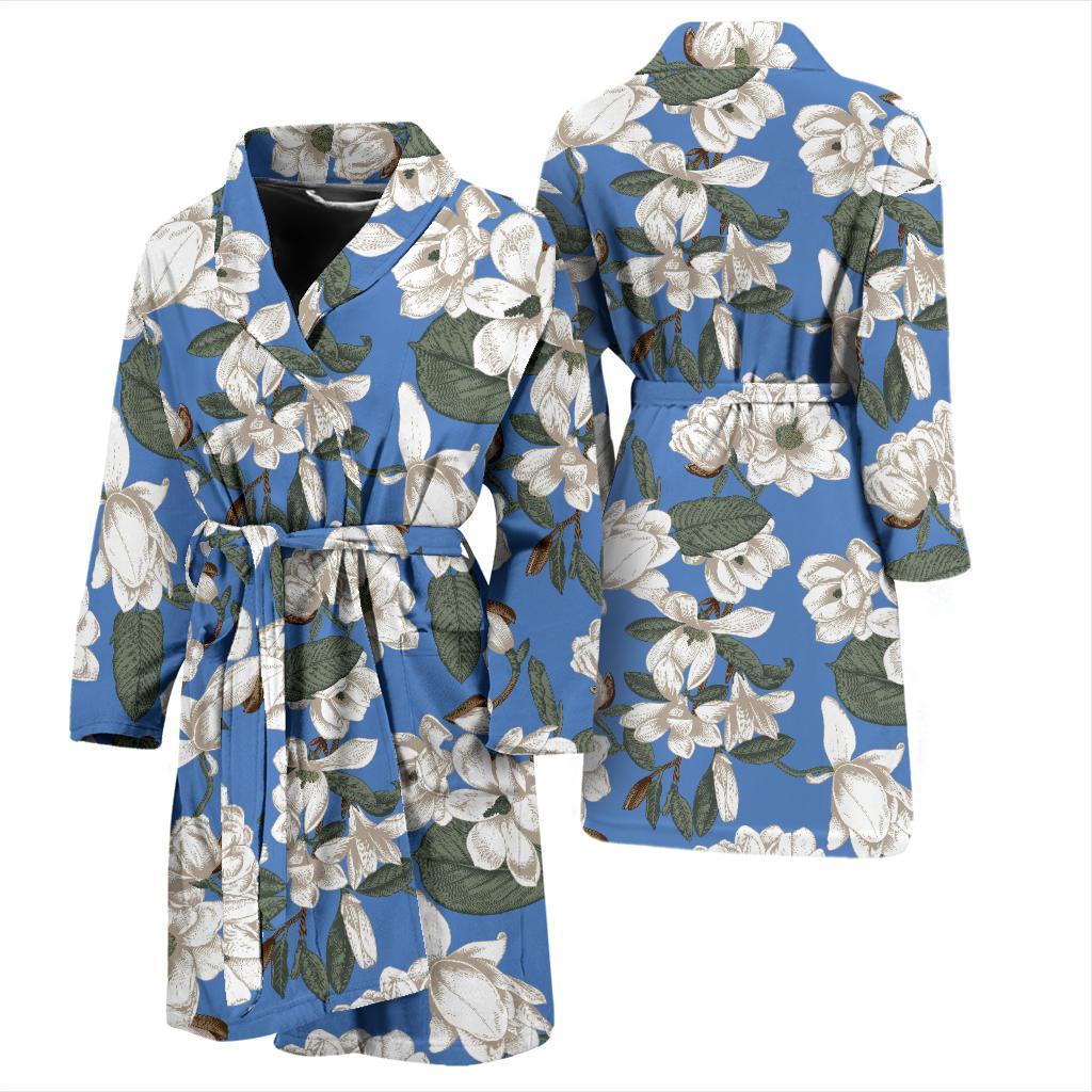 Magnolia Pattern Print Design 01 Men Bathrobe-JORJUNE.COM