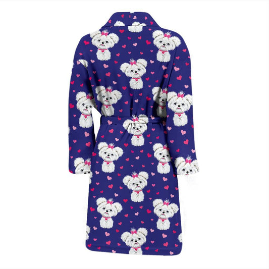 Maltese Pattern Print Design 02 Men Bathrobe-JORJUNE.COM