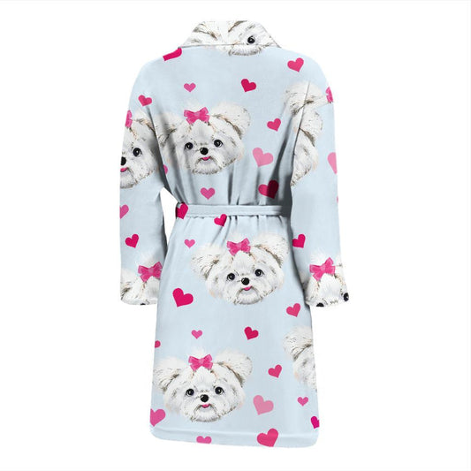 Maltese Pattern Print Design 03 Men Bathrobe-JORJUNE.COM
