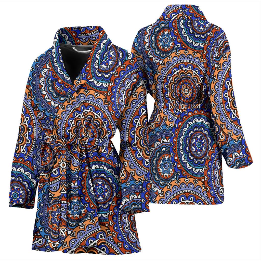Mandala Boho Chic Design Print Women Bath Robe-JTAMIGO.COM